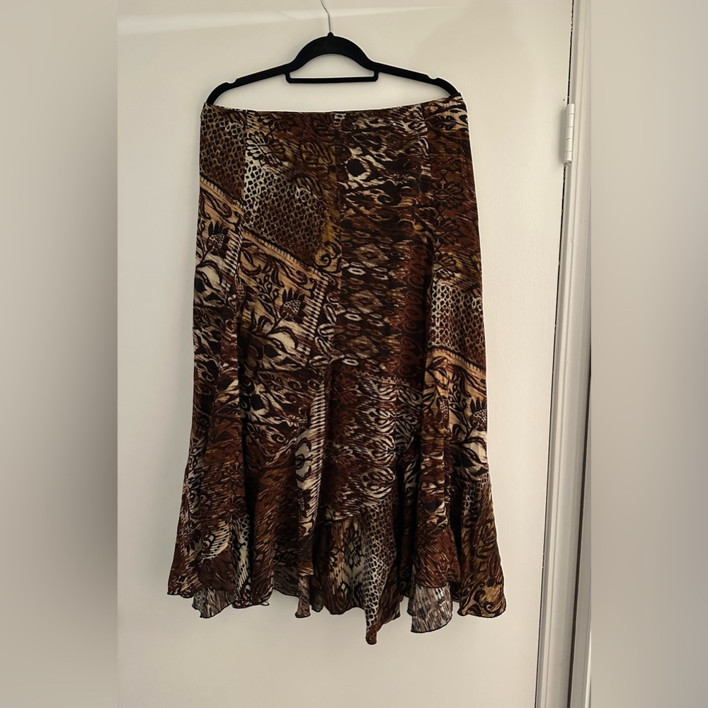 "Kim Rodgers" Women's Large Brown Maxi Skirt